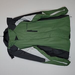 Free Country Mens Ski Coat Size L Green Zip Pockets Lined Hoodie Snow Winter